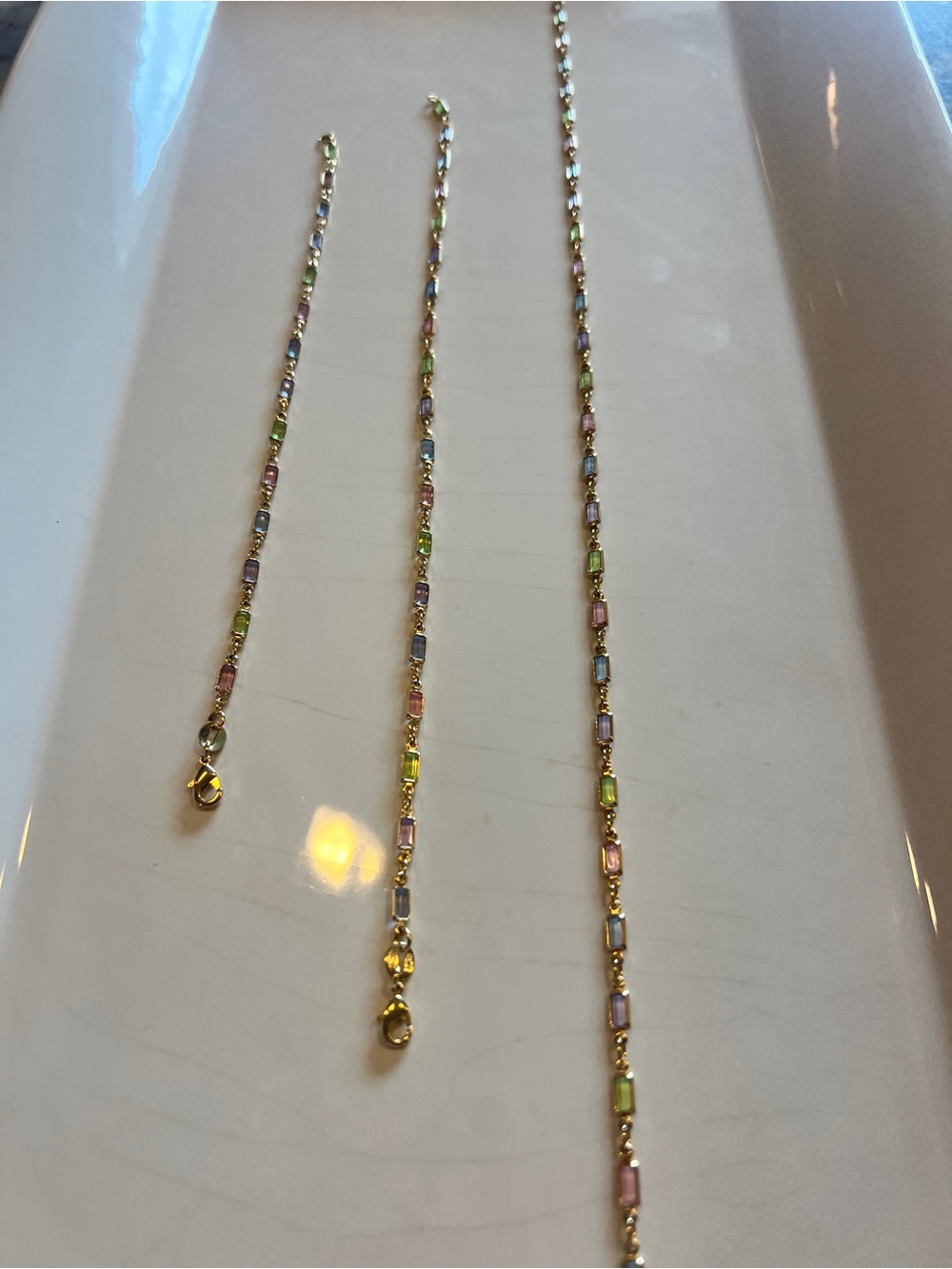18K YG Filled Jolly Gem Multi-Color Rectangular Stone Jewelry Bundle